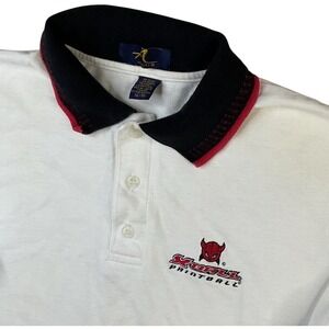 Xball Paintball Polo Shirt Mens XL White Ash City Devil Embroidered Y2K Vintage